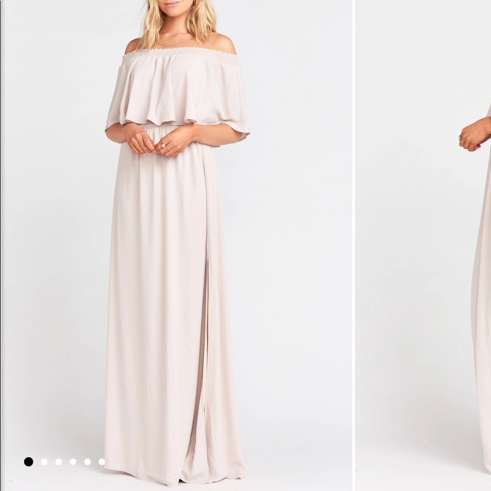 Show me your MuMu off the shoulder maxi dress